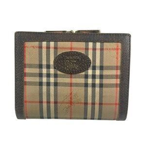 Burberry Beige and Red Plaid Checkered Vintage Wallet
